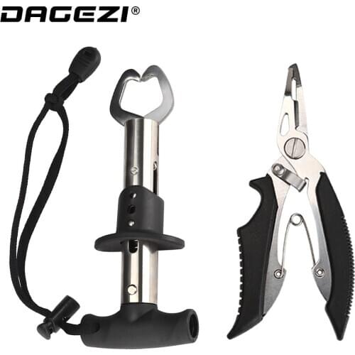 DAGEZI Multi-Functions Hook Remove Line Cut Pliers Fishing Plier Stainless Steel Fishing Grip Fishing Tool Set Fish Controller