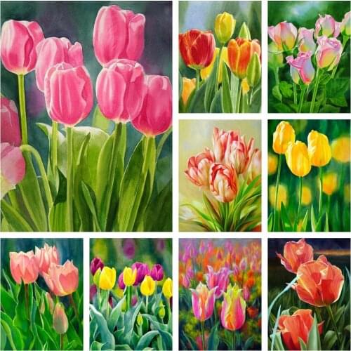 MomoArt Diamond Painting Tulip 5D Full Drill Square Diamond Embroidery Flower Picture Rhinestones Mosaic Decor For Home