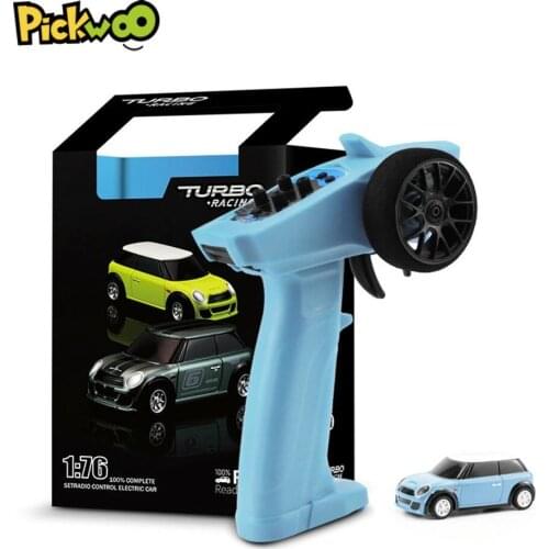 Pickwoo Turbo 1/76 2.4G RWD Mini RC Remote Control Car Fully Proportional Racing RTR LED Light Vehicles Model Children Toys Car