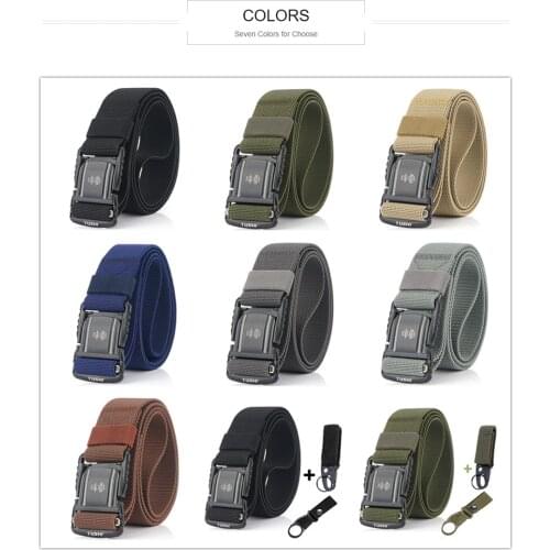 Elastic Men Belt Alloy Magnetic Buckle Outdoor Working Tactical Belt For Jeans Pants Casual Stretch Overalls Male Waist Belt New