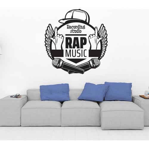 Rap recording Studio logo DIY Wall Sticker music enthusiast Vinyl decals room Decoration bedroom Living PVC Room Home Decor G881