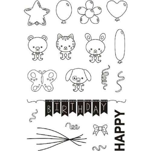 Happy birthday stamps cute animal stamps kids craft stamps