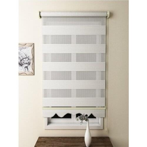 FREE SHIPPING (White) Zebra Roman Roller Blinds Curtain Decor Double Layer Office Home Living Room Window Kitchen Bathroom