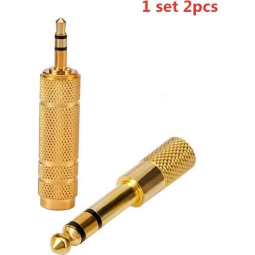 2pcs 6.35 Mm Jack Stereo Cable Gold 6.5mm 1/4\" Male to 3.5mm Female Audio Adapter Converter for Headphone Microphone