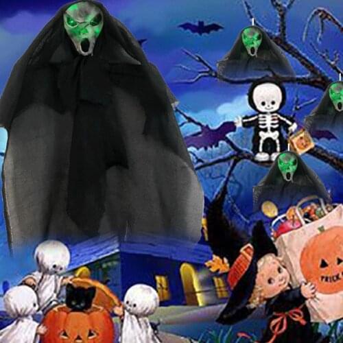 Horrified Hanging Skull Head Corrosion Proof Multi-Purpose Realistic Creepy Imitation Linen Cosplay Ghost Pendant Horror Props