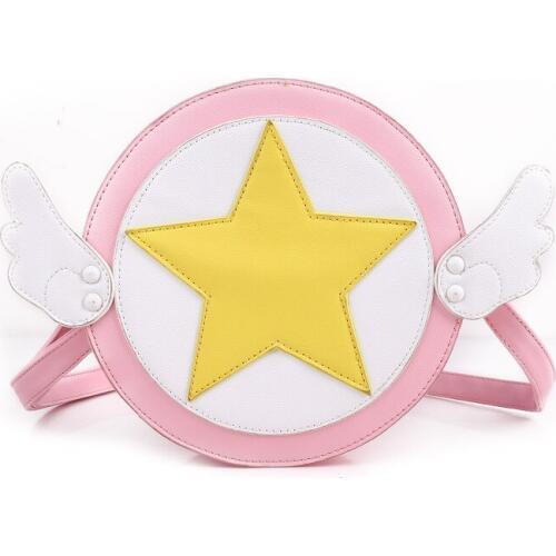 SAKURA cosplay Korean version Lovely casual Handbags Shoulder bags pink color Star wings logo mini Cartoon Oblique cross package