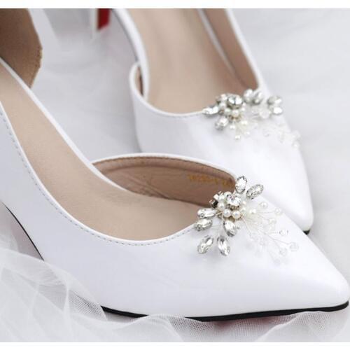 Shoe Clip Rhinestone Pearl DIY Shoes Women Elegant High Heel Sandal Decoration Ornaments Charms Floral Fashion Beads Buckle Clip
