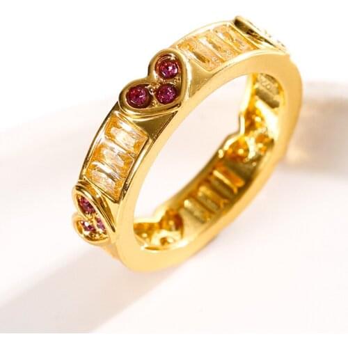 Gu Li Romantic Peach Heart Wreath Sweet Love Rings For Women Crystal Female Signet Ring Fashion Jewelry