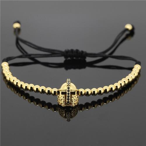 1pc New Fashion Men Anil Arjandas Bracelets Micro Pave CZ Helmet 4mm Round Beads Braiding Macrame Bracelet Jewelry Gift