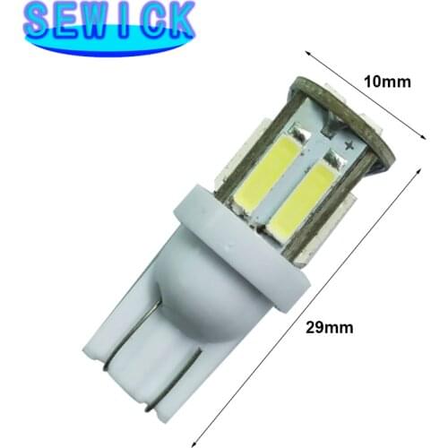 100pcs W5W 10-7020 SMD Car T10 LED 194 168 Wedge Replacement Reverse Instrument Panel Lamp White Blue Bulbs For Clearance Lights