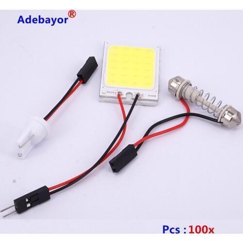 130 x Dome t10 194 w5w 24 SMD COB LED Car Panel light Interior Room Car Light Bulb Lamp white