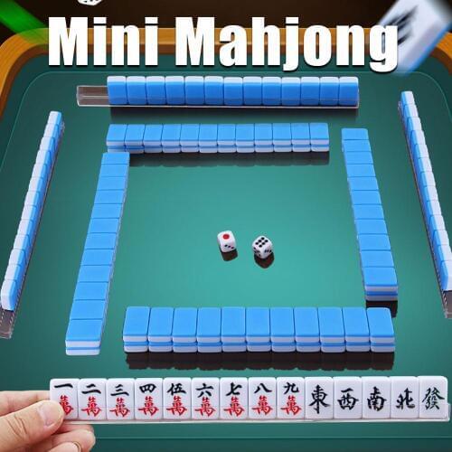 144 pcs/set Mini Mahjong Chinese Traditional Mahjong Board Family Toy Game 24mm Portable