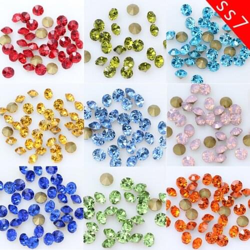144p ss7 Point foiled Back czech Crystal Rhinestones diamante faceted Glass stone Nail Art Gem ornaments Trim jewellery findings
