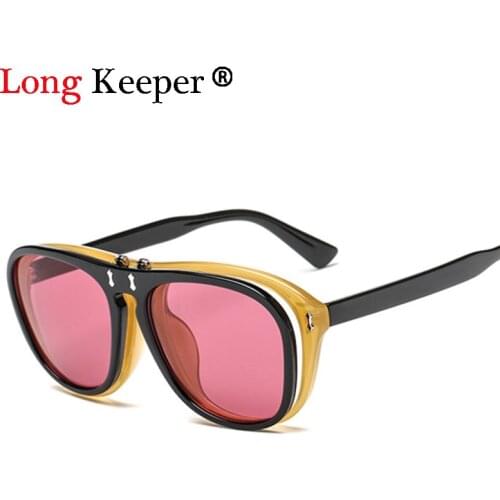 2018 Fashion Luxury Brand Sunglasses Double Lens Steampunk Fold Men Women Male Female Clear Sun glasses Eyewear by Long Keeper