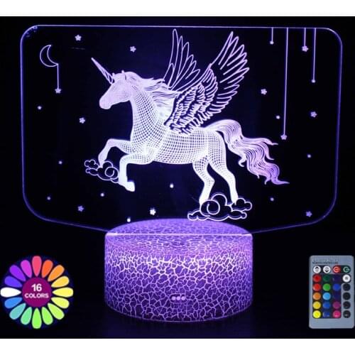 3D Night Lamp Unicorn Figure Colorful LED Lights for Kids Child Bedroom Decor Touch Remote Control Night Light Holiday Gift