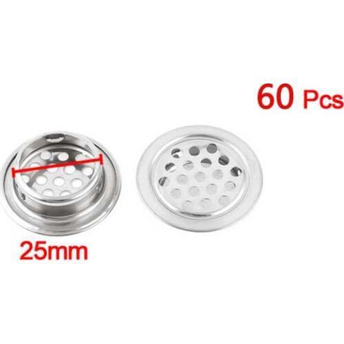 Best Promotion Wholesale Price 60 Pcs Silver Tone Stainless Steel Perforated Mesh Cabinet Air Vents Mini Louvers 25mm