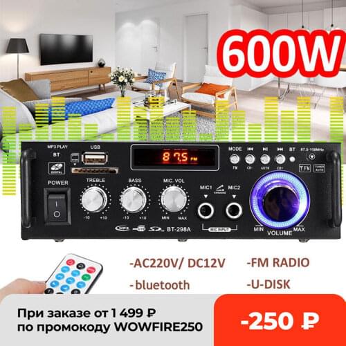 600w Home Amplifiers Audio bluetooth Amplifier Subwoofer Amplifier Home Theater Sound System Mini Amplifier Professional