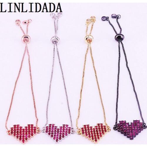 8Pcs Fashion Cubic Zirconia Heart Bracelets Jewelry For Women