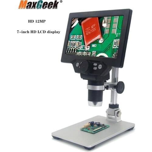Maxgeek Digital Microscope 12MP 1200X 1080FHD 7" LCD Display Adjustable Angle 8 LEDs G1200 Standard Version