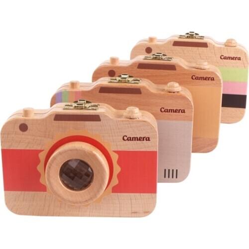 Wooden Children Camera Deciduous Teeth Storage Case Baby Teeth ya wu Storage Box Lanugo Collection Storage Case