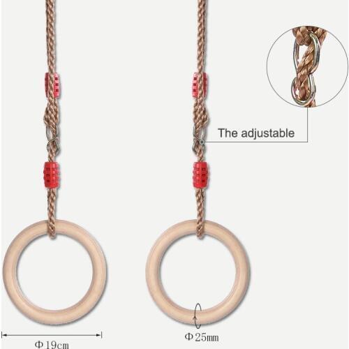 Children Trapeze Swing Outdoor Sports Toys Indoor Climbing High Kids Wooden Ring With Rope Children Swing Wooden Rings
