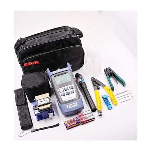 FTTH Fiber Optic Tool Kit with Fibra Optica Power Meter Visual Fault Locator Fiber Cleaver FC-6S Millers Plier Stripper