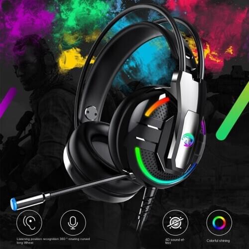 PS4 Headset Gamer Surround Noise Cancelling HD Mic Gaming Headset Professional RGB Light for PS4 PC Xbox Gamer metal