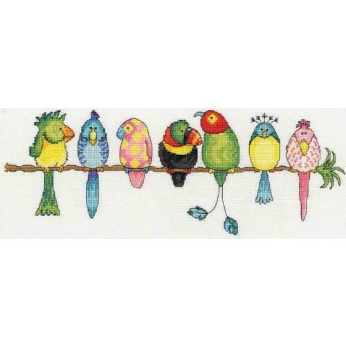 HH WY Top Quality Lovely Counted Cross Stitch Kit counted embroidery cross stitch BT Row of Coloured Parrots