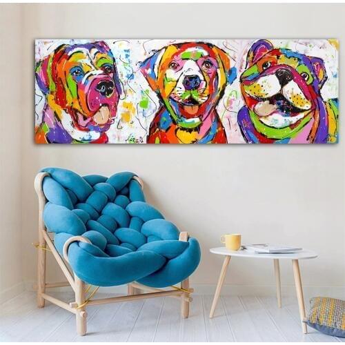Large Size Canvas Art Poster Print Dog Animal Graffiti Colorful Oil Painting Wall Pictures For Kid Room Nordic Decoration Home
