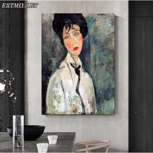 Famous Master Artist Canvas Painting Abstract Figure Cuadros Amedeo Modigliani Canvas Wall Art Posters Living Room Home Decor