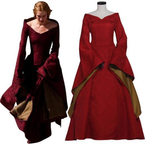 Cersei Lannister Costume Dress Red Medieval Renaissance Ball Gown Dress Cosplay Costume