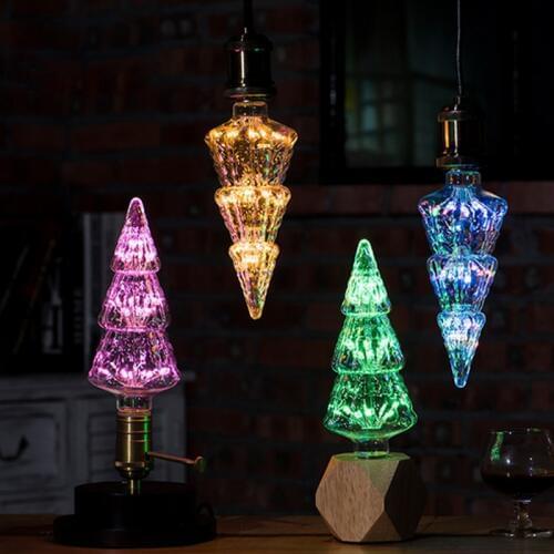 Creative Christmas Tree LED Edison Bulb Lamp E27 220V Screw Color Lights Stars Bar KTV Retro Decorative Light Bulbs Lighting