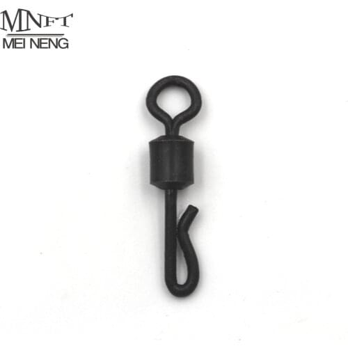 MNFT 200PCS Fishing Swivel Snap Long Body Q-Shaped Swivel Matte Black Color for Carp Fishing Rigs UK8# Quick Change Swivel