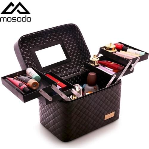 Mosodo Large Capacity Cosmetic Bag Multifunctional Portable Storage Box Portable Multi-layer Cosmetic Storage Box