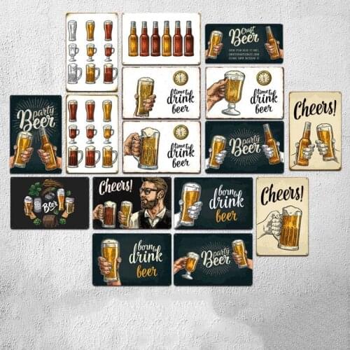 Man Drink Beer Party Cheers Cave Beer Decor Metal Signs Vintage Pub Funny Bar Wall Decor Wine Rules Cheers Tin Plates Art Poster