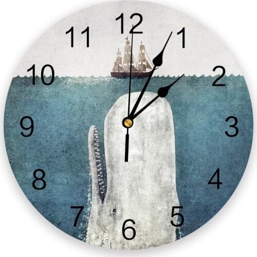 The Whale vintage Wall Clock Home Decor Bedroom Silent Oclock Watch Wall for Kitchen Living Room Wall Digital Clock