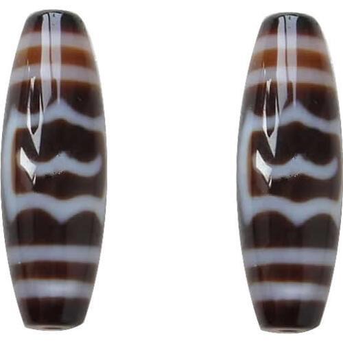Natural Tibetan Dzi Beads for making diy Jewelry Oval, garuda & two tone, Grade AAA, 13x38mm, Hole:Approx 2mm, Sold By PC