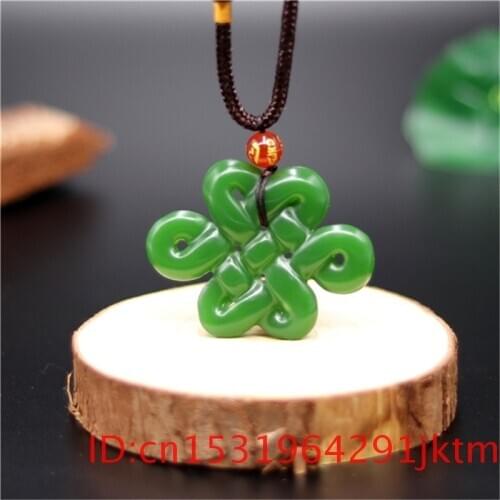 Jade Chinese Knot Pendant Necklace White Accessories Amulet Fashion for Carved Men Gifts Charm Double-sided Women Natural