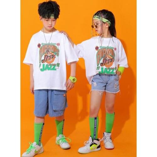 Kid Competitions Hip Hop Clothing Casual Tshirt Tops Streetwear Jeans Shorts Pants For Girls Boys Jazz Dance Costume Clothes