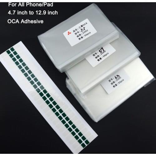 2PCS 250um OCA 4.7 5 5.2 5.5 5.7 6 6.3 6.4 6.8 7 7.9 9.7 12.9 '' inch OCA Optical Clear Adhesive Glue Glass Lens Film+Easy Tear