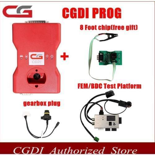 Original CGDI Prog For BMW Auto key programmer+OBDOK PCF79XX+FEM/BDC TEST PLATFORM+Gearbox plug for BMW +8 Foot chip