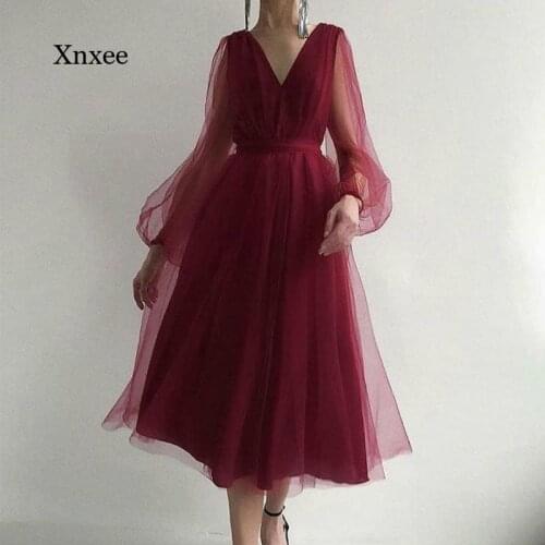 2021 A Line Dress Simple Long Puffy Sleeves Prom V Neck Length Short Evening Gowns Homecoming Dresses Fashion Clothing Outfits