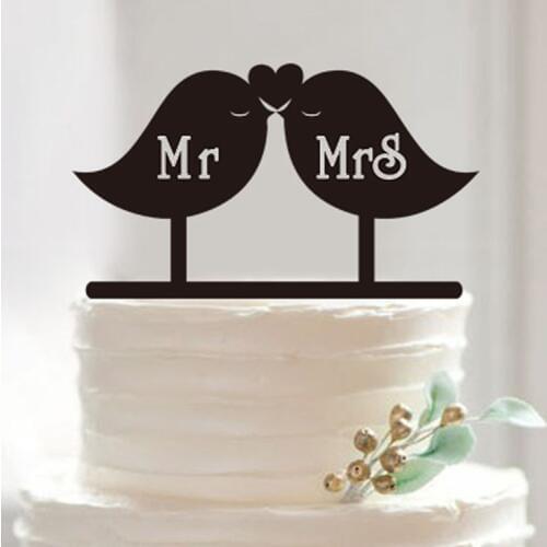 Kiss Love Birds Mr & Mrs Wedding Cake Topper Acrylic material Wedding Decoration Cake Topper Cake Stand Cake Top Decoration