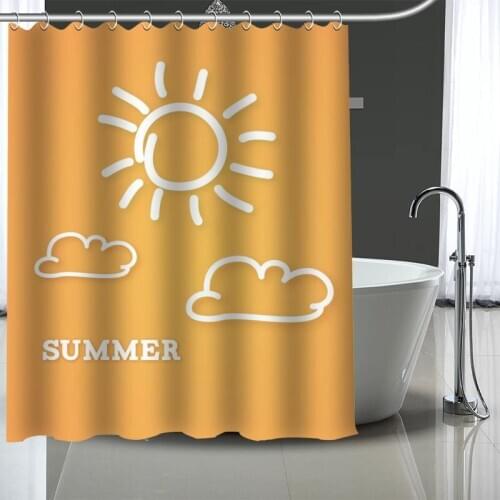 Custom High Quality Summer Beach Sun Shower Curtains Bath Products Bathroom Decor Waterproof Polyester With 12 Pcs Hooks