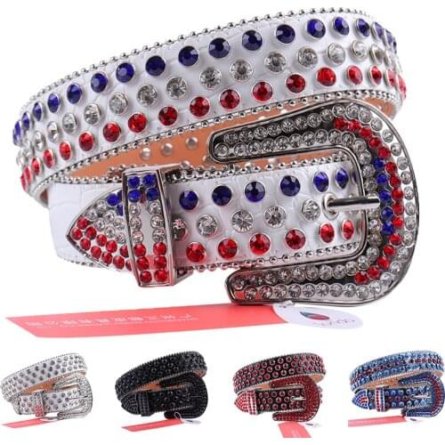 White Belts For Women Luxury Designer Brand Mens animal Leather Rhinestone Belt Fashion Waist Adjustable Jeans Belt Ceinture Y2k