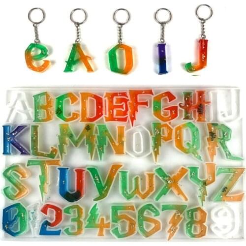 26 English Alphabet Silicone Mold DIY Numeric Alphabet Keychain Pendant Wall Hanging Decoration Crystal Epoxy Resin Mold