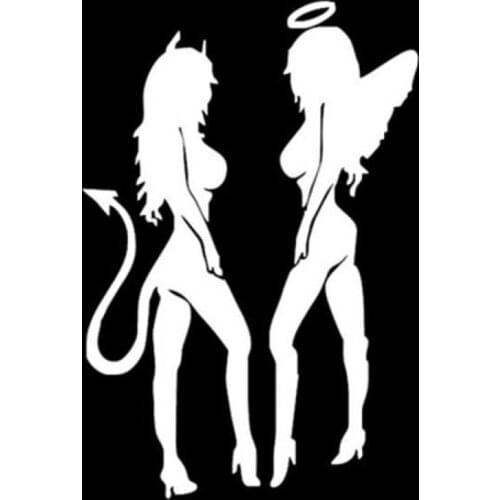 Reflective angel and devil stickers devil angel stickers sexy car stickers car beauty angel devil stickers