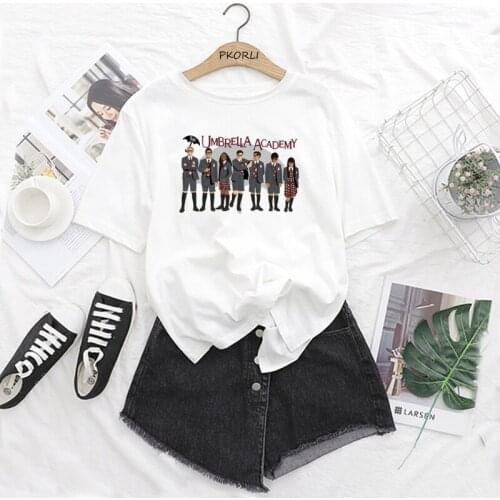 The Umbrella Academy Harajuku T Shirt Women Graphic Team Diego Anime Tshirt T-shirt Casual 90s Top Tees women clothing O-Neck