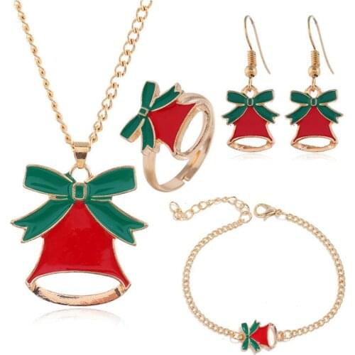 5pcs Navidad Christmas Jewelry Santa Tree Earrings Necklace Bracelet Christmas Decoration for Girl New Year 2022 Noel Ornaments