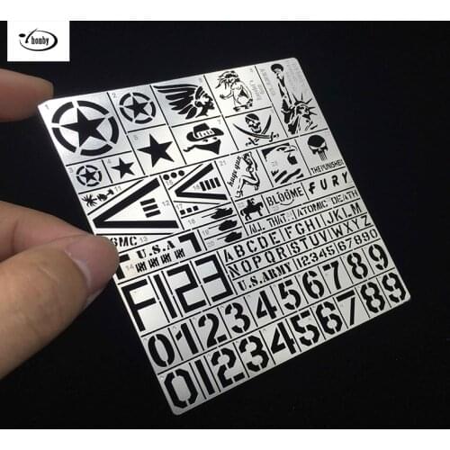 Leakage Spray Board Gundam Model Tools Usa Heavy Combat Vehicle Logo Digital DIY Painting Hollow Spray Plate 1/35 1/48 1/60 1/72